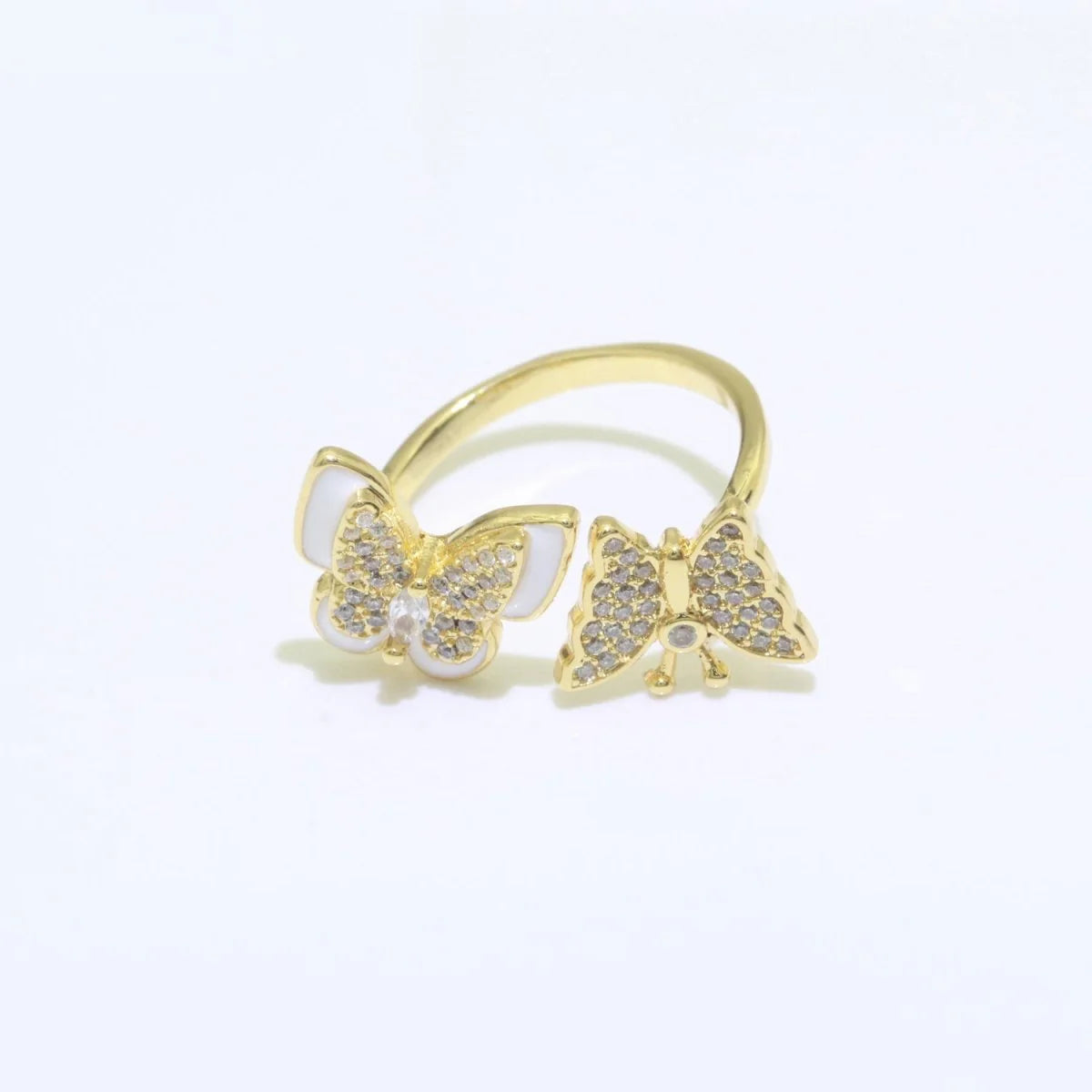 CZ BUTTERFLY  ENAMEL GOLD PLATED RING