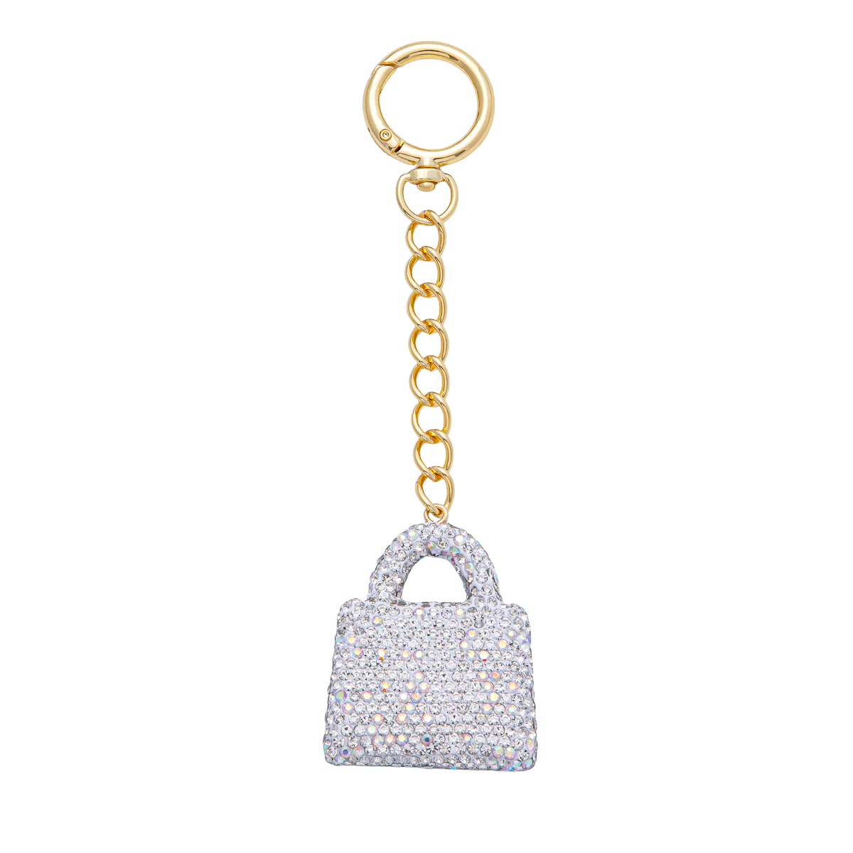 Bedazzled Purse Bag Charm Keychain round gold clip