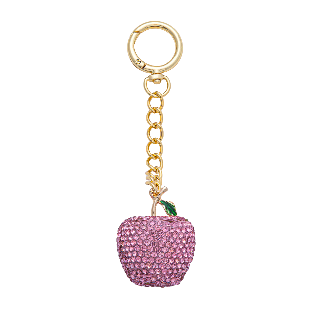 Apple Bedazzled Bag Charm Keychain Heart Key Ring ✦ WB-00268 to WB-00272