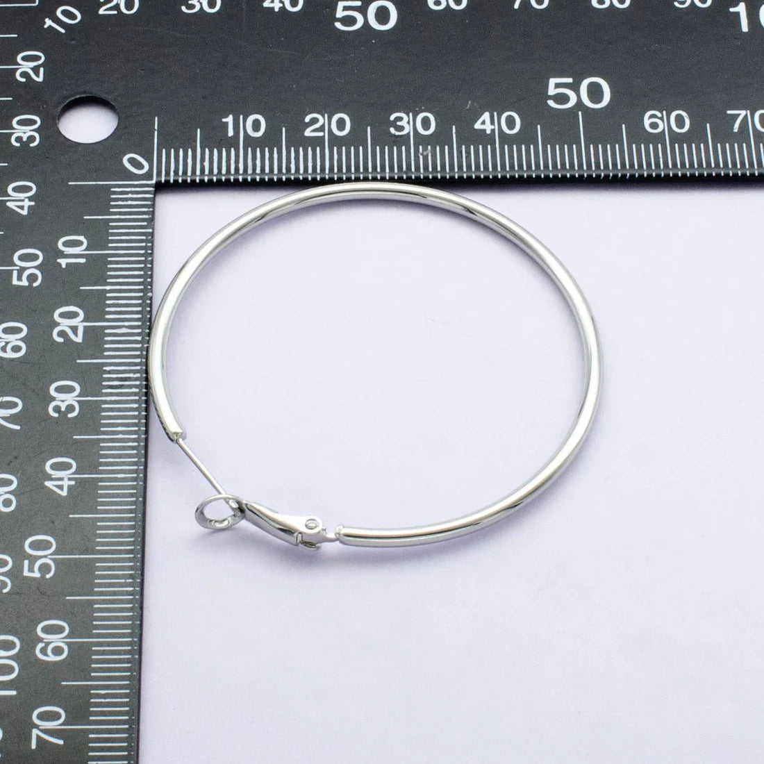 Silver Minimalist Hinge Lock Hoop 50mm EA-21Q015