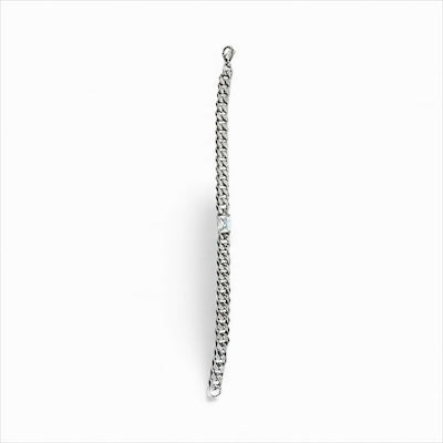 Chunky chain silver bracelet 1 rectangle cz diamond BR-2027