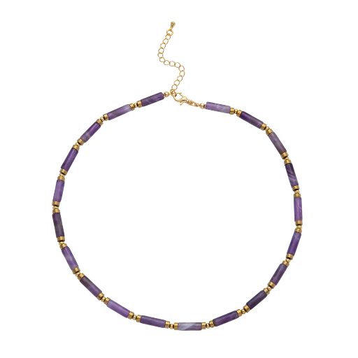 Natural Gemstone Tube Choker Necklace NC-21WA3930 to NC-21WA3938