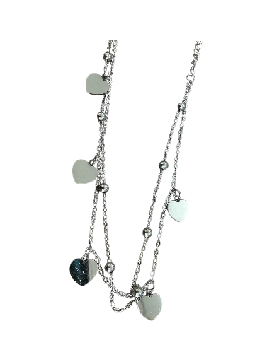 Layered heart and bead chain Anklet AN-0027 AN-0028
