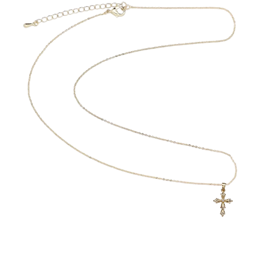 Minimalist Cable Chain Necklace with small CZ cross pendant NC-SJ2206