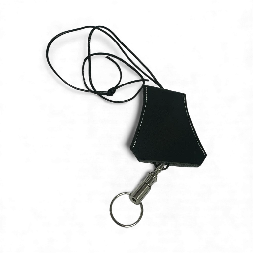 BLACK BELL KEY CHAIN LEATHER PU NECKLACE CARRIER AC-0021