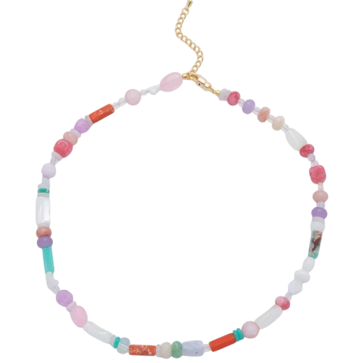 Splashed Earth & Sky Toned Colorful Gemstone Beaded Necklace NC-21WA3302 - NC-21WA3315