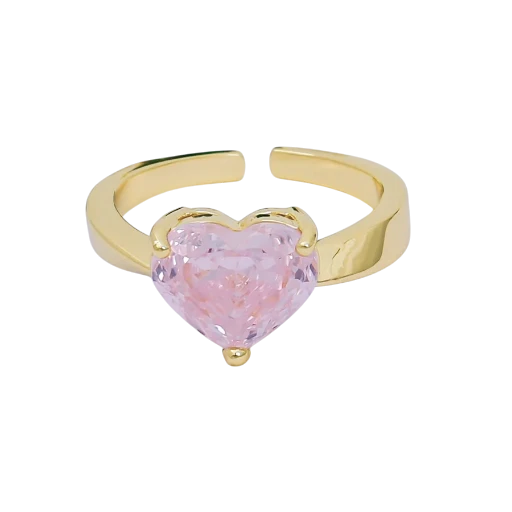 Heart-Shaped CZ Birthstone Rings RI-21O033 RI-21O114