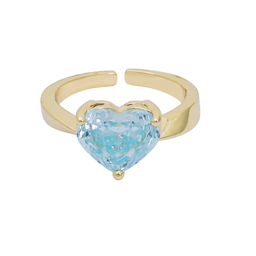 Heart-Shaped CZ Birthstone Rings RI-21O033 RI-21O114