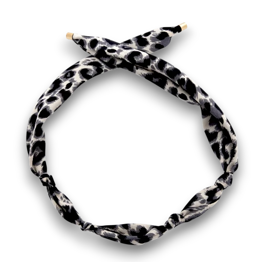 Beige, Grey and Black Cheetah Leopard Print Bandana Scarf