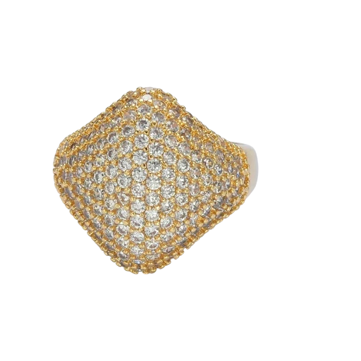 Micro Paved CZ Rhombus Dome Ring RI-21U328