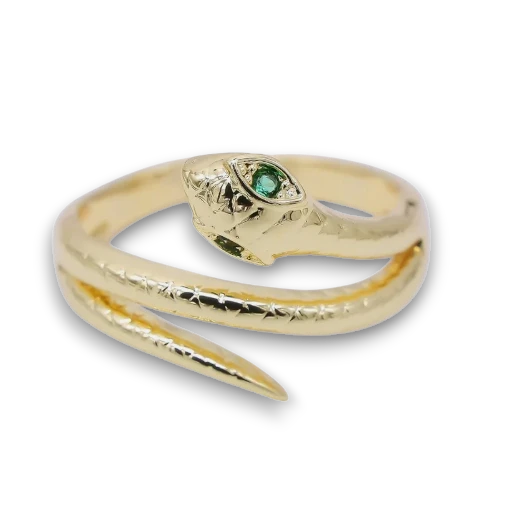 Green CZ Snake Serpent Scaled Adjustable Ring RI-21OA1185