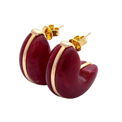 Colorful chubby C-Shaped Hoop Earrings EA-21EA00154 - EA-21EA00159