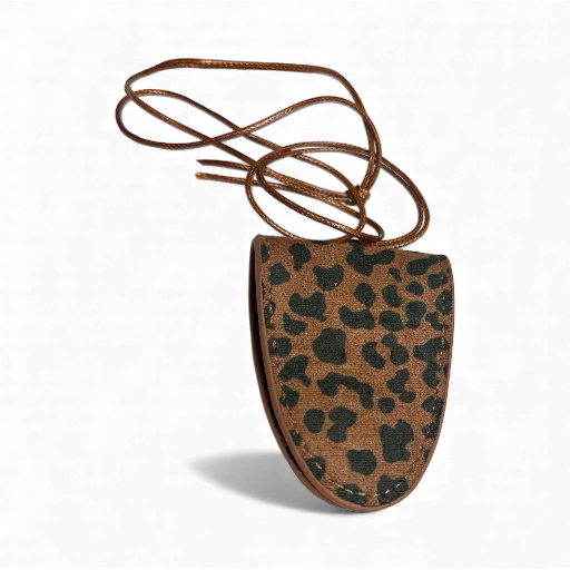 COW PRINT TAN GLASSES LEATHER PU NECKLACE CARRIER AC-0009