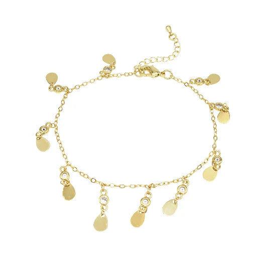 Dainty Gold Sequin Chain Anklet  AN-SJ0095