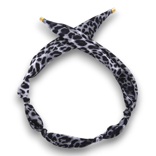 Grey and Black Cheetah Leopard Print Bandana Scarf