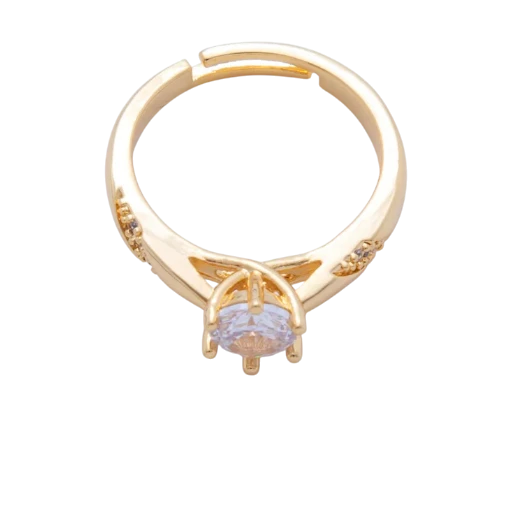 Clear CZ Micro Paved Solitaire Ring RI-21O1755