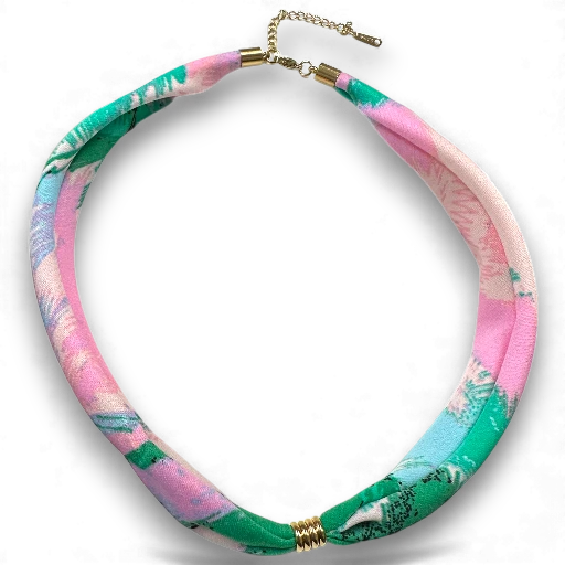 Colorful Smooth Faux Silk Scarf necklace with extender