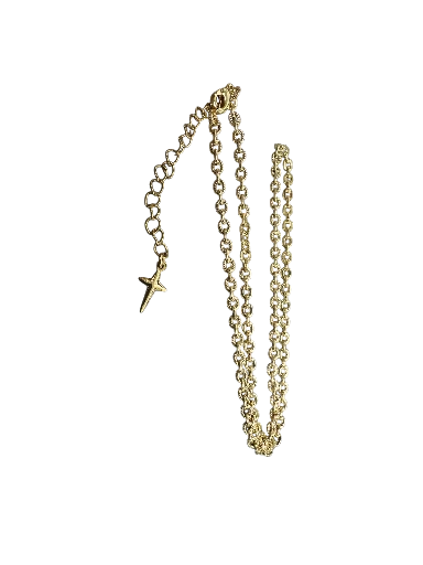 Textured gold rolo chain necklace NC-SJ2209