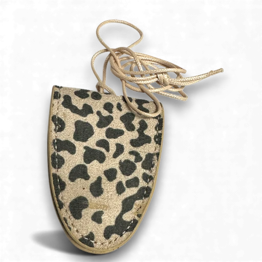 BEIGE COW PRINT GLASSES LEATHER PU NECKLACE CARRIER AC-0007