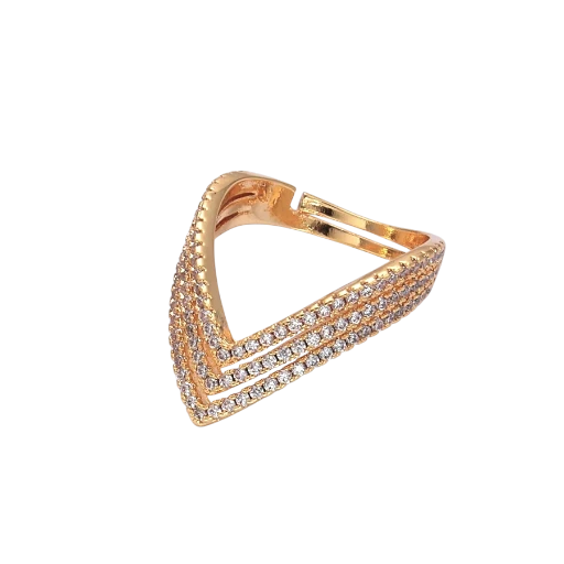 Multiple Micro Paved CZ Chevron Ring RI-21U400
