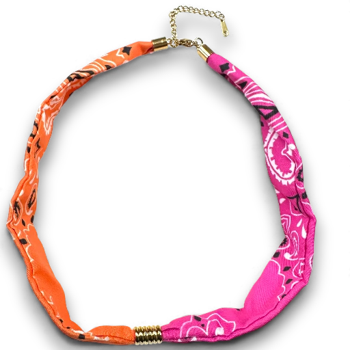 Colorful Smooth Faux Silk Scarf necklace with extender