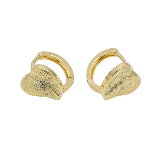 Textured Heart Huggie Earrings EA-21AJ036