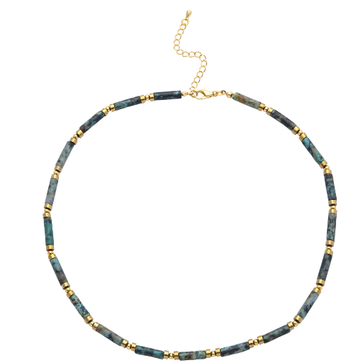 Natural Gemstone Tube Choker Necklace NC-21WA3930 to NC-21WA3938