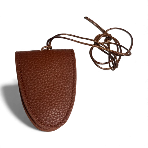BROWN TEXTURED GLASSES LEATHER PU NECKLACE CARRIER AC-0006