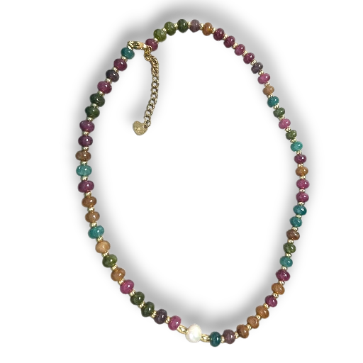 Multicolor Agate Shell Pearl Bead Necklace NC-21WA2644