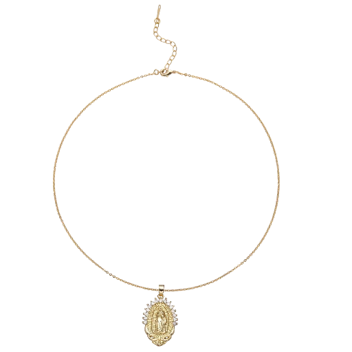 Minimalist Cable Chain with CZ virgin Mary pendant  NC-SJ2181