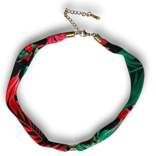 Colorful Smooth Faux Silk Scarf necklace with extender
