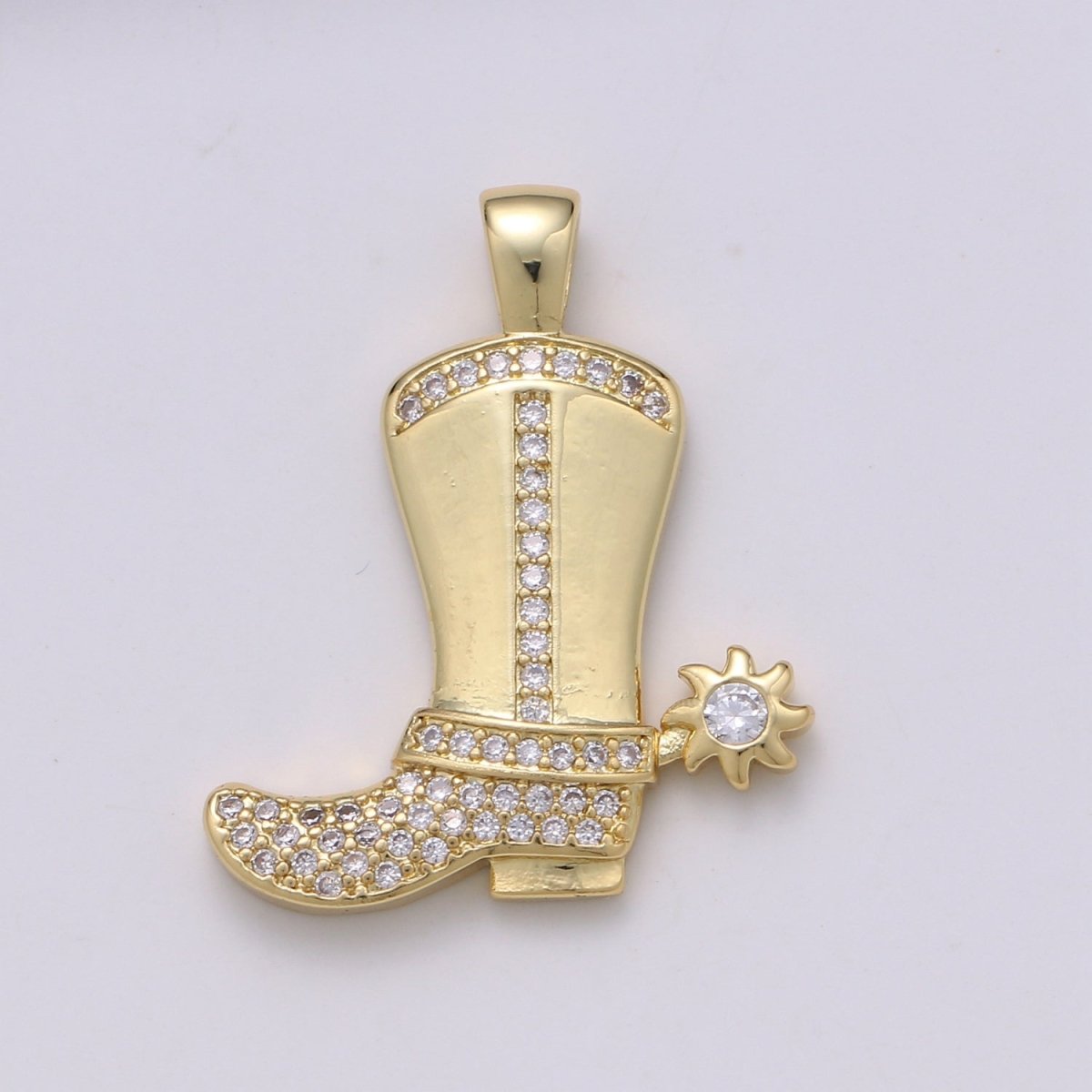Classic Gold Diamond CZ Chic Boot Necklace
