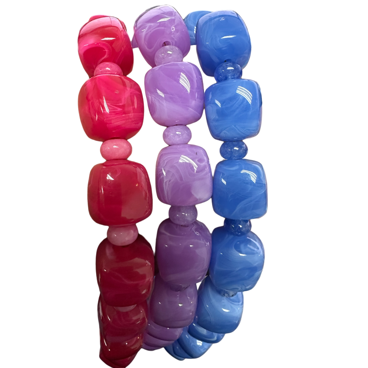 Colored chunky resin beaded necklace