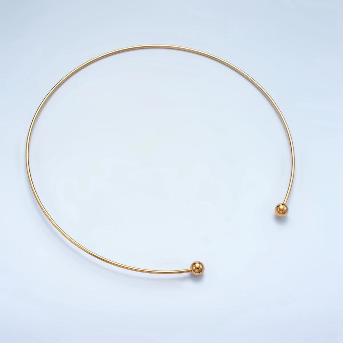 Stainless Steel Round Wire Necklace with 2 beads ✦ NC-21WA2622 NC-21WA2623