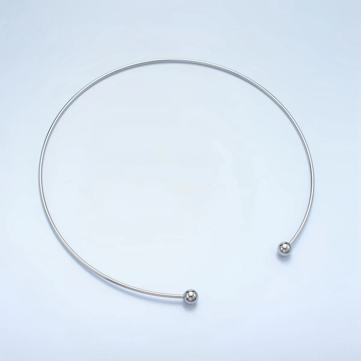 Stainless Steel Round Wire Necklace with 2 beads ✦ NC-21WA2622 NC-21WA2623